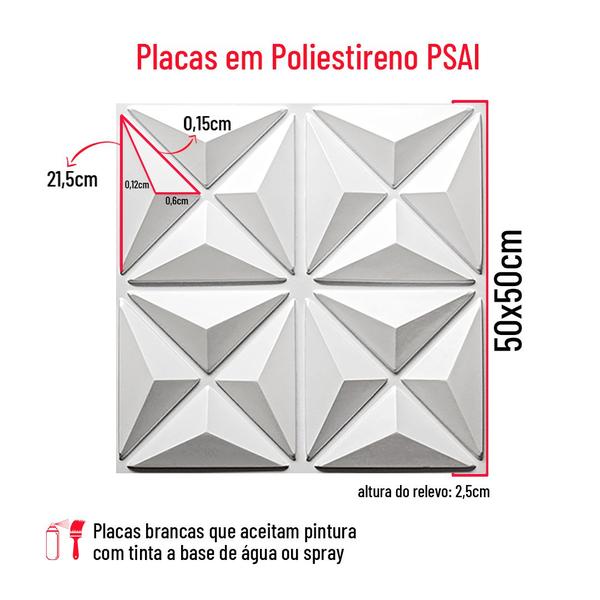 Imagem de 40 Placas Decorativas 3d Plástico 50x50cm Luxo Mini Estrelar Moderno Quarto Sala Parede Painel Decoração Classico Casa