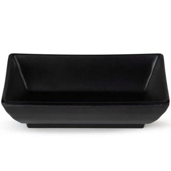 Imagem de 40 Potes de Shoyu Retangulares 60ml Preto Molheiras Restaurante 10x6x3cm