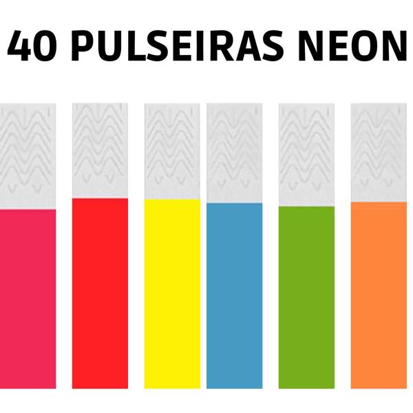 Imagem de 40 Pulseiras De Identificação Neon Para Eventos Silver Festa