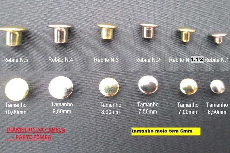 Imagem de 40 un rebite macho e fêmea  tamanho número 1/2- - - N. MEIO -  EM LATÃO QUE NUNCA ENFERRUJA