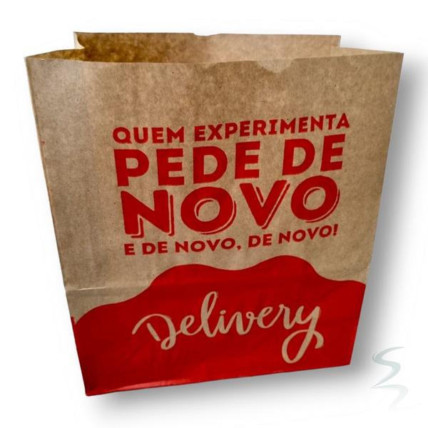 Imagem de 400 Sacos Kraft Delivery Médio Food Pede De Novo 24x28x12