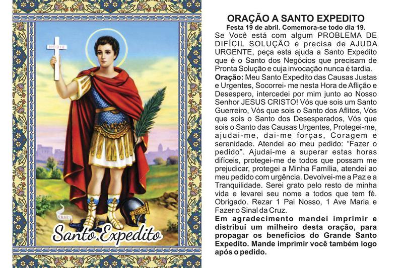 4000 Santinho Santo Expedito sem Propaganda (oração no verso) - 7x10 cm - Santinhos do Brasil Imagem de 4000 Santinho Santo Expedito sem Propaganda (oração no verso) - 7x10 cm