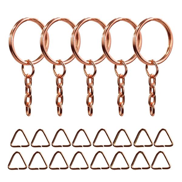 Imagem de 4000 Unidades De Argola Com Corrente Para Chaveiro 23mm Rose Gold