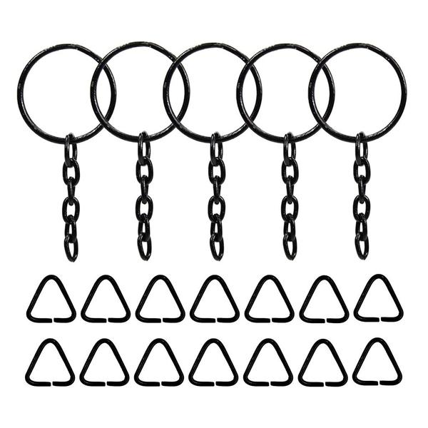 Imagem de 4000 Unidades De Argola Preta Com Corrente Para Chaveiro 23mm + Triangulos