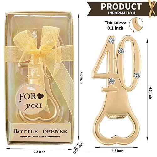 Imagem de 40º Aniversário Abridor de Garrafas para festa de aniversário de 40 anos favorece 40º casamento Aniversários Souvenirs Favorece Abridor de Garrafas de Presentes (36 Pack, Golden-40th)