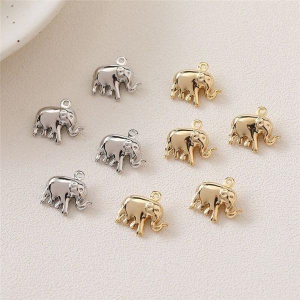 Imagem de 40pcs/lote 15mm Animais Desenho animado Duplo Lado Elefante Forma de Cobre Flutuante Locket Charmes Diy Joias Brinco Acessório