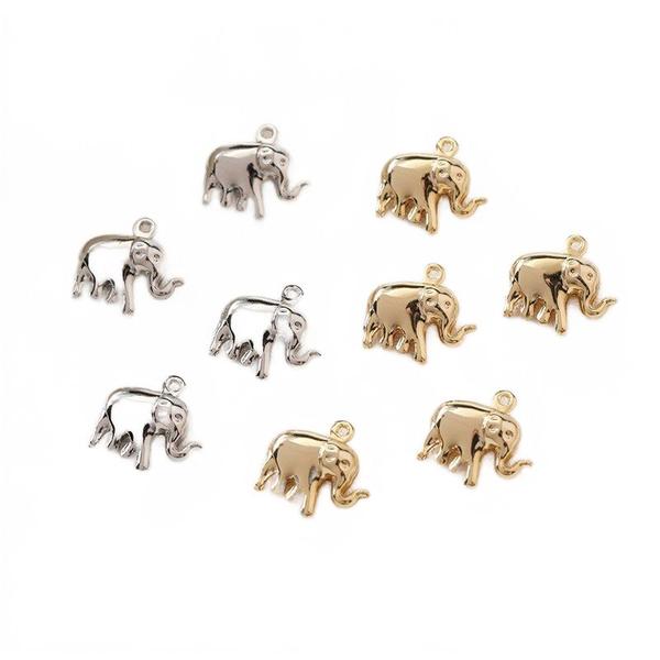 Imagem de 40pcs/lote 15mm Animais Desenho animado Duplo Lado Elefante Forma de Cobre Flutuante Locket Charmes Diy Joias Brinco Acessório