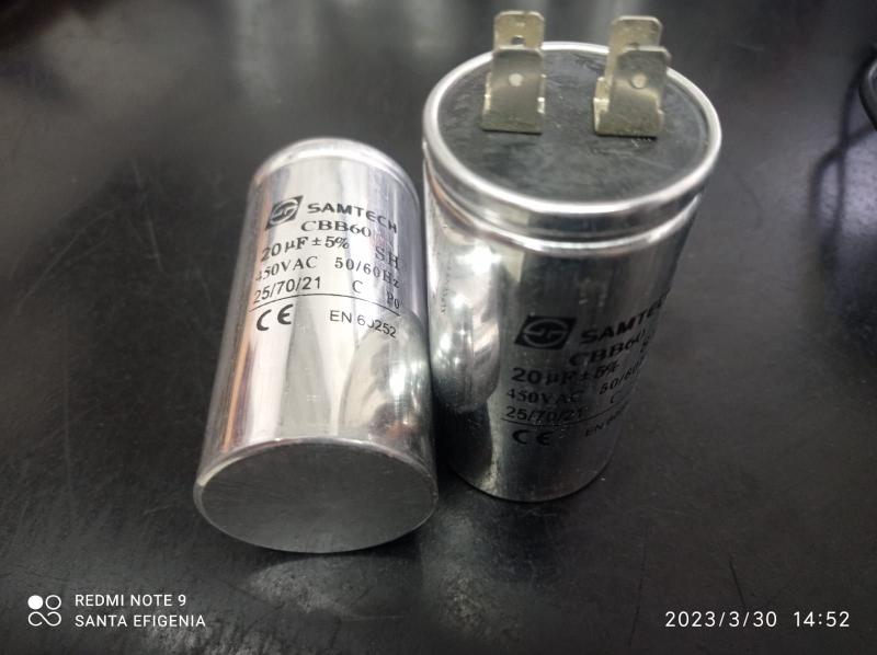 Imagem de 40x Capacitor Partida 20uf/450v Cbb60 5% 40x77mm Base Lisa