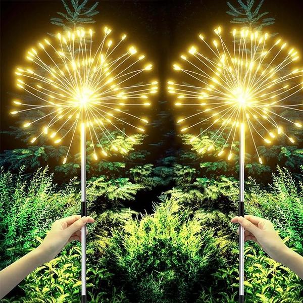 Imagem de 420 LED Luzes De Caminho De Fogos De Artifício Solares Jardim Ao Ar Livre Pátio Gramado Paisagem