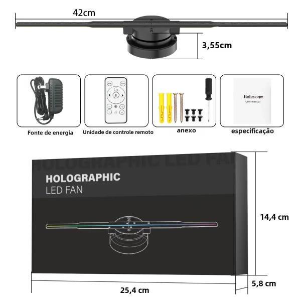 Imagem de 42cm 3D HD Holograma Ventilador Projetor LED Sinal Para Loja Bar Festa Publicidade Exibição De