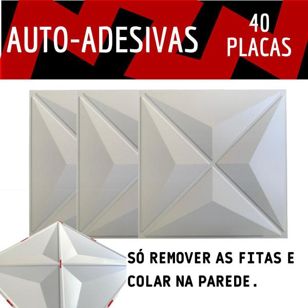 Imagem de 44 Placas Revestimento Pvc Branca Autoadesiva Estrelar 3d