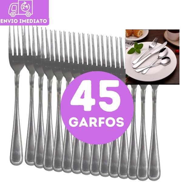 Imagem de 45 Garfo Inox Mesa Pecas Resistentes Buffet Restaurante Churrascaria