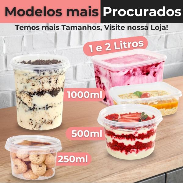 45 Unidades de Potes Plásticos C/ Tampa Sorvete Açaí Sorveteria Massa - Bp Potes Imagem de 45 Unidades de Potes Plásticos C/ Tampa Sorvete Açaí Sorveteria Massa