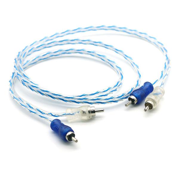 Imagem de 45x Cabos RCA 1 Metro Dupla Blindagem Injetado Azul 4mm Blindado Tech One