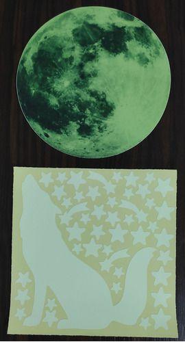 Imagem de 47 Img Adesivos Brilham no Escuro Fosforescente Super Lua 20cm, Lobo, Estrelas - Decoração Quarto Infantil