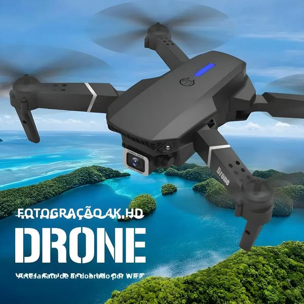 Imagem de 4k 1080p Hd Câmera Dobrável Rc Drone Wifi Fpv Altura Hold 2024 E88pro Vigilância Uav Brinquedo De