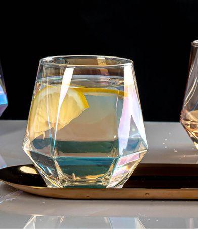 Imagem de 4pcs Hexagonal Diamond Whisky Glasses Set For Scotch Cocktail Whisky Rum Tequila Drinkware Wine Taças de Natal Presentes de Natal Gravura