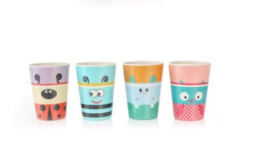 4pcs Kids Cups Set Natural Bamboo Fiber Baby Cup Toddler Water Suit Cartoon Animal Cute Creative Children Use Cup Daily Use Cup Copos (Conjunto A) - HTTN Imagem de 4pcs Kids Cups Set Natural Bamboo Fiber Baby Cup Toddler Water Suit Cartoon Animal Cute Creative Children Use Cup Daily Use Cup Copos (Conjunto A)