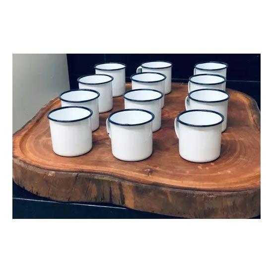 Imagem de 4un Canecas Esmaltada tradicional 150ml Café Chá branca