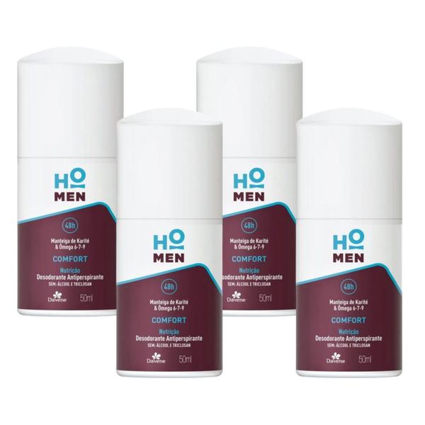 Imagem de 4UN Desodorante Ho Men Roll On Comfort Nutrição 50ml Davene