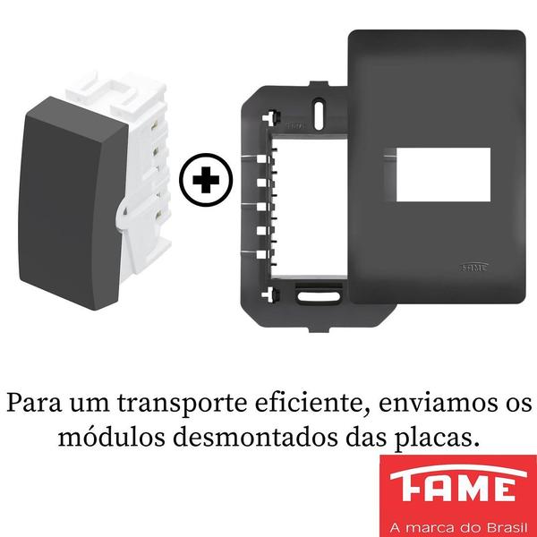 Imagem de 4un Interruptor Bipolar Paralelo Three Way 16A Com Placa Habitat Black FAME