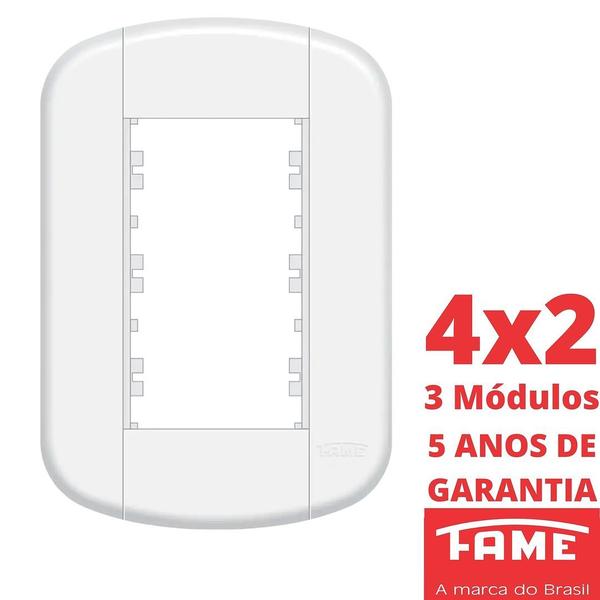 Imagem de 4un Placa 4X2 03 Módulos Com Suporte Blanc Mais FAME