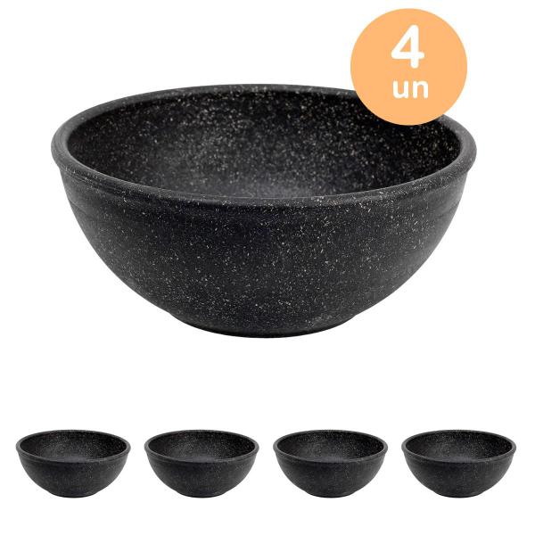 Imagem de 4un TIGELA 500ml BOWL CUMBUCA SOPA CALDO PRETO