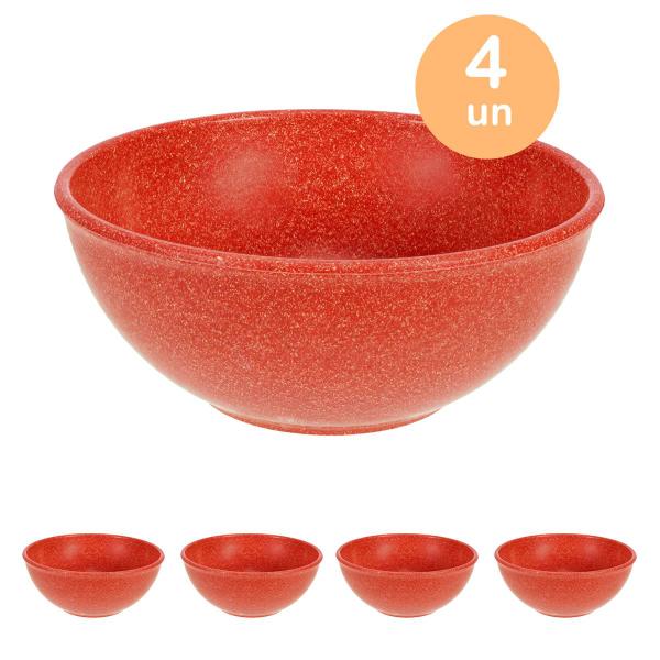 Imagem de 4un TIGELA 500ml BOWL CUMBUCA SOPA CALDO VERMELHO