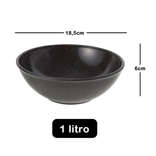 Imagem de 4un Tigela bowl 1lt salada petisco Preto 18,5cm