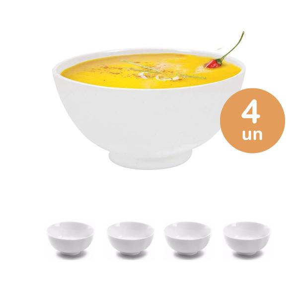 Imagem de 4un tigela cumbuca melamina branca redonda 350ml caldo sopa