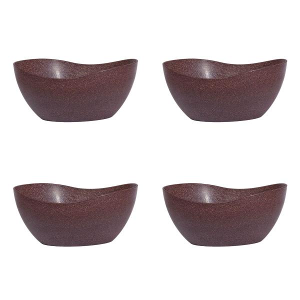 Imagem de 4un Tigela saladeira bowl oval  1,9lt marrom escuro