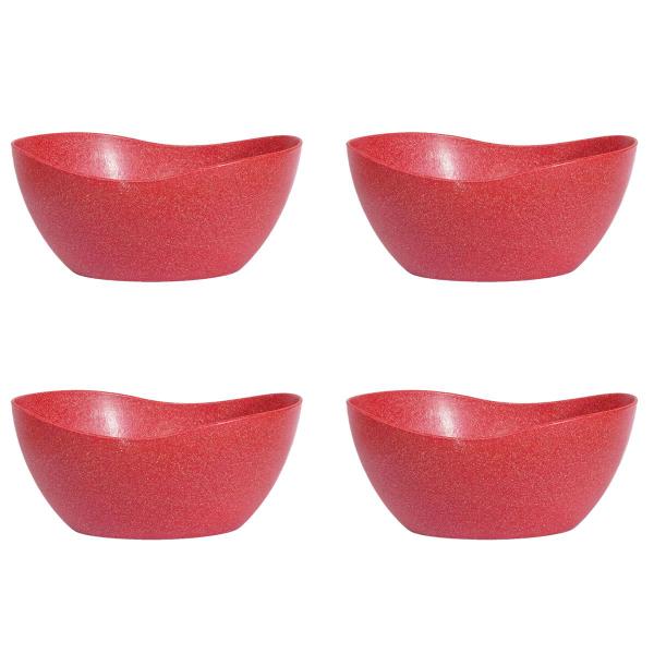 Imagem de 4un Tigela saladeira bowl oval servir 1,9lt vermelho