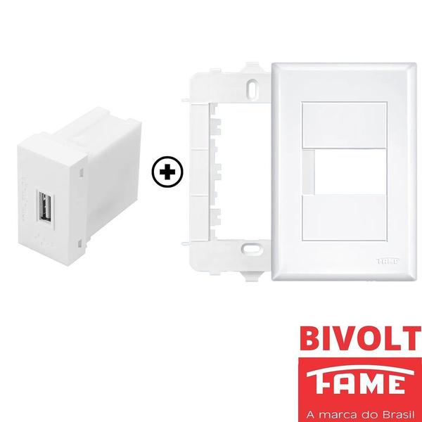 Imagem de 4un Tomada USB Bivolt 5V 3A 15W Com Placa Evidence FAME