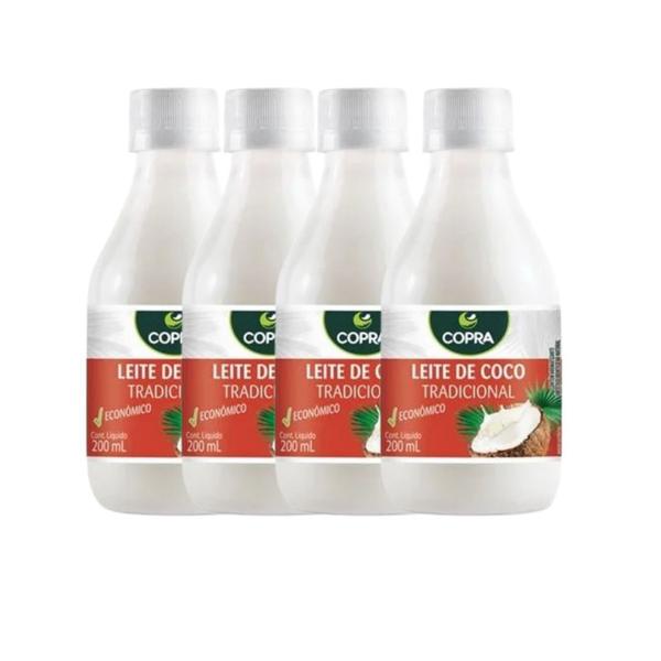 4uni Leite de Coco Pet 200ml - Copra Imagem de 4uni Leite de Coco Pet 200ml - Copra