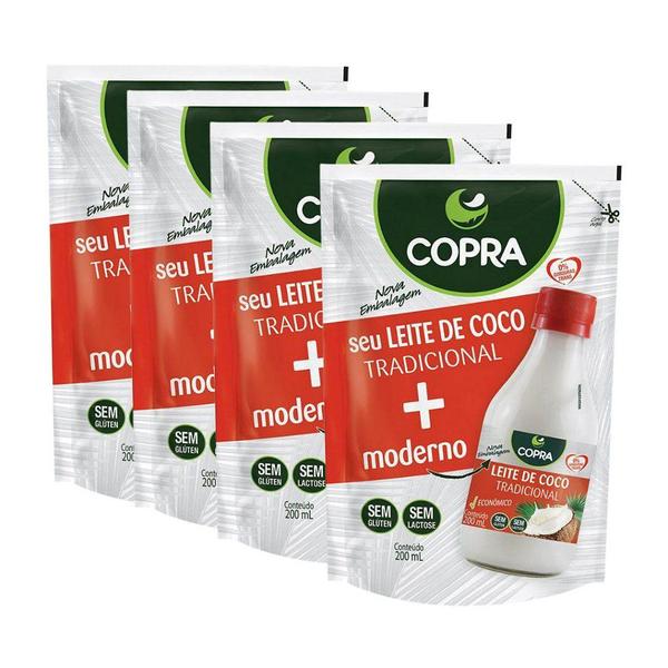 4uni Leite de Coco Pouch 200ml - Copra Imagem de 4uni Leite de Coco Pouch 200ml - Copra