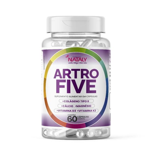 Imagem de 4x Artrofive Colágeno Tipo II, Cálcio, Magnésio, Vitamina D3 e Vitamina K2 60 Caps de 500mg Nataly