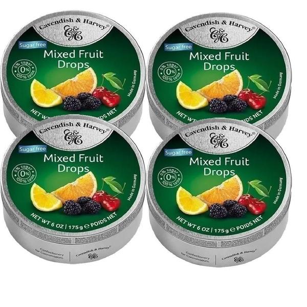 4X Bala Cavendish & Harvey Sugar Free Mixed Fuit 175G Imagem de 4X Bala Cavendish & Harvey Sugar Free Mixed Fuit 175G