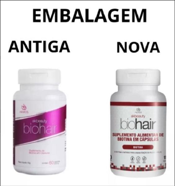 Imagem de 4X  Biohair Biotina Akmos Crescimento Do Cabelo, Fortalece Unhas E Pele