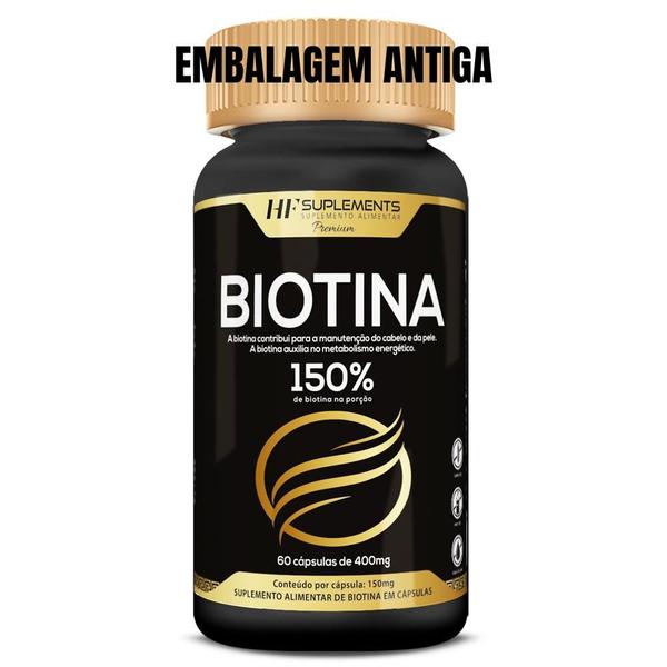 4x biotina 150% premium 400mg 60caps hf suplements - HF SUPLEMENTOS Imagem de 4x biotina 150% premium 400mg 60caps hf suplements