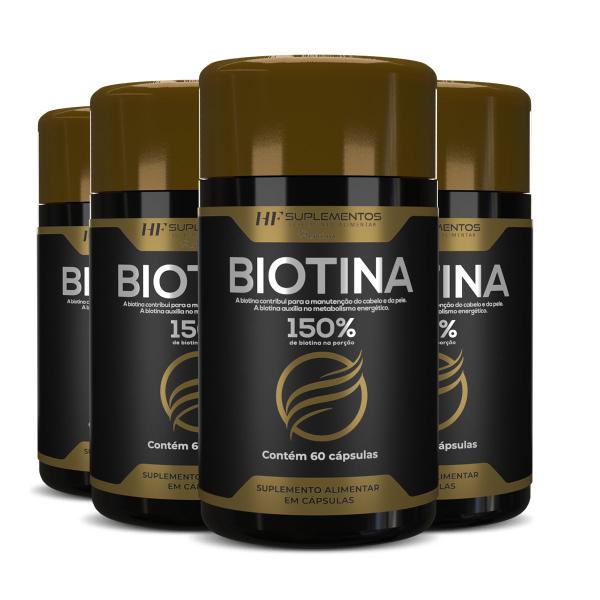 4x biotina 150% premium 400mg 60caps hf suplements - HF SUPLEMENTOS Imagem de 4x biotina 150% premium 400mg 60caps hf suplements