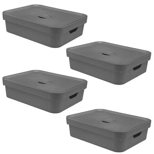 4x Caixa Organizadora 16L Multiuso OU Cinza 13x35x45cm Imagem de 4x Caixa Organizadora 16L Multiuso OU Cinza 13x35x45cm