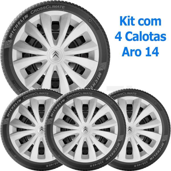 Imagem de 4X Calota Citroen C3 C4 Picasso Aro 14 Prata 136Ar