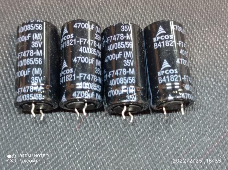 Imagem de 4x Capacitor Eletrolítico 4700uf/35v 85º 18x35mm Epcos