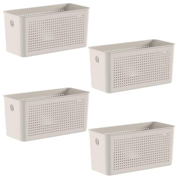4x Cesto 4,2L Organizador OU Flow Bege 12cm x 13cm x 27cm Imagem de 4x Cesto 4,2L Organizador OU Flow Bege 12cm x 13cm x 27cm