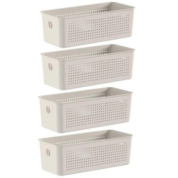 Imagem de 4X Cesto Caixa 3L Organizador Ou Flow Bege 9Cm X 12Cm X 27Cm