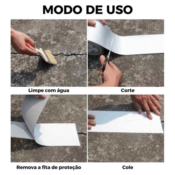 Imagem de 4x Fita Vazamento Telhado Aluminizada Vedação Multiuso Rufo