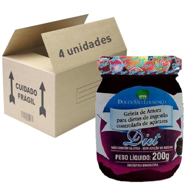 4X Geleia Diet Amora Sao Lourenco 200G - São Lourenço Imagem de 4X Geleia Diet Amora Sao Lourenco 200G