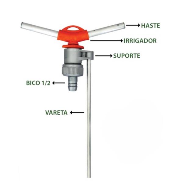 Imagem de 4X Irrigador Giratório (1/2Pol) Com 6 Jatos e Suporte GARDEN