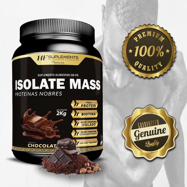 Imagem de 4x isolate mass hipercalorico proteinas nobres 2kg chocolate