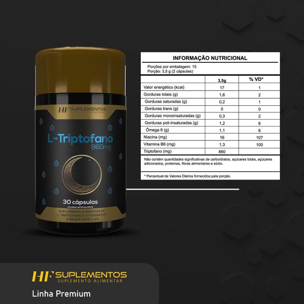 Imagem de 4x L-TRIPTOFANO COM MARACUJA 860MG 30CAPS HF SUPLEMENTOS